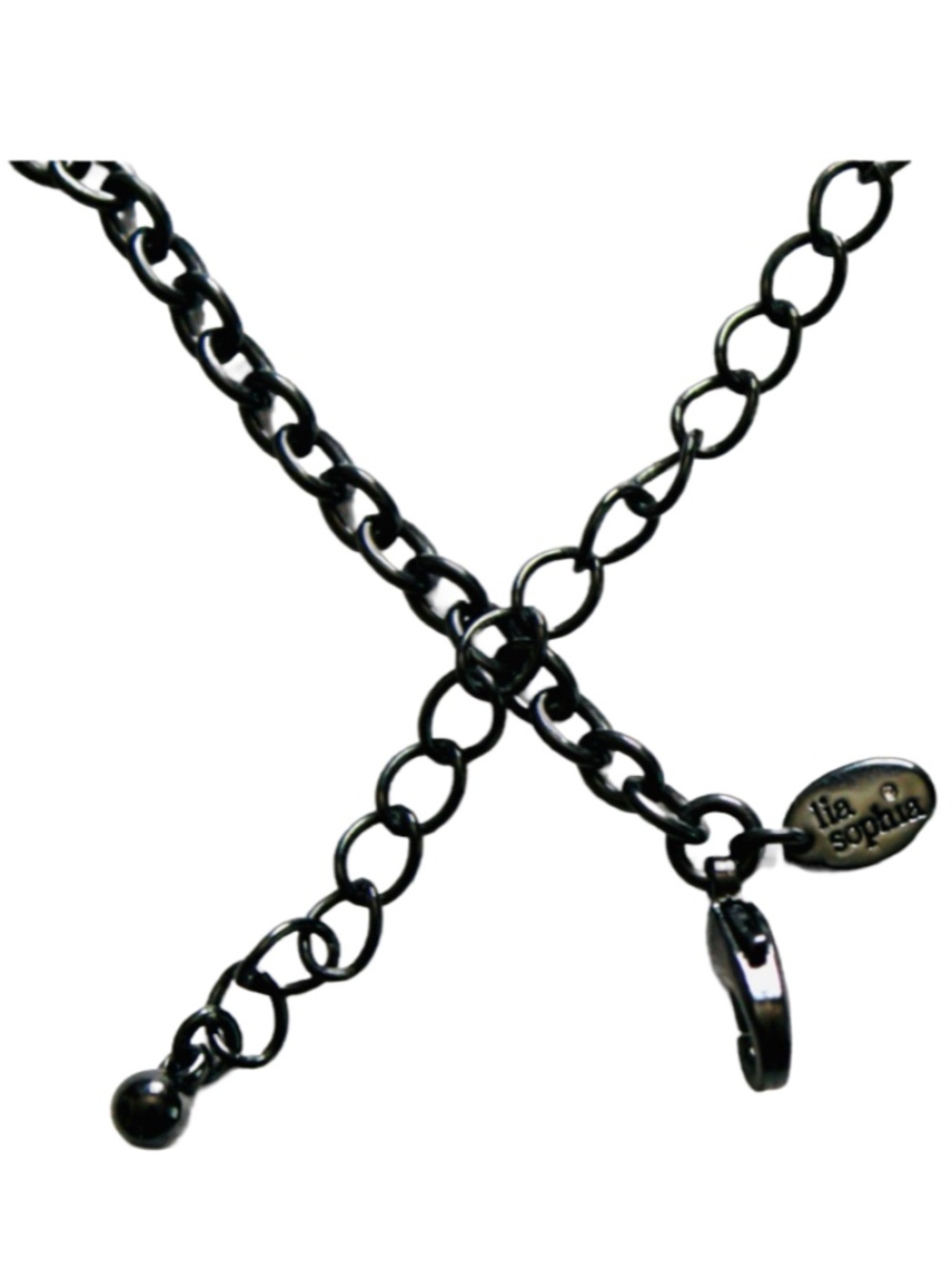 Lia Sophia Green Rhinestone and Gunmetal Necklace - Picture 5 of 6